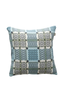Melin Tregwynt Knot Garden Lambswool Cushion, Bluestone - view 2, Bluestone