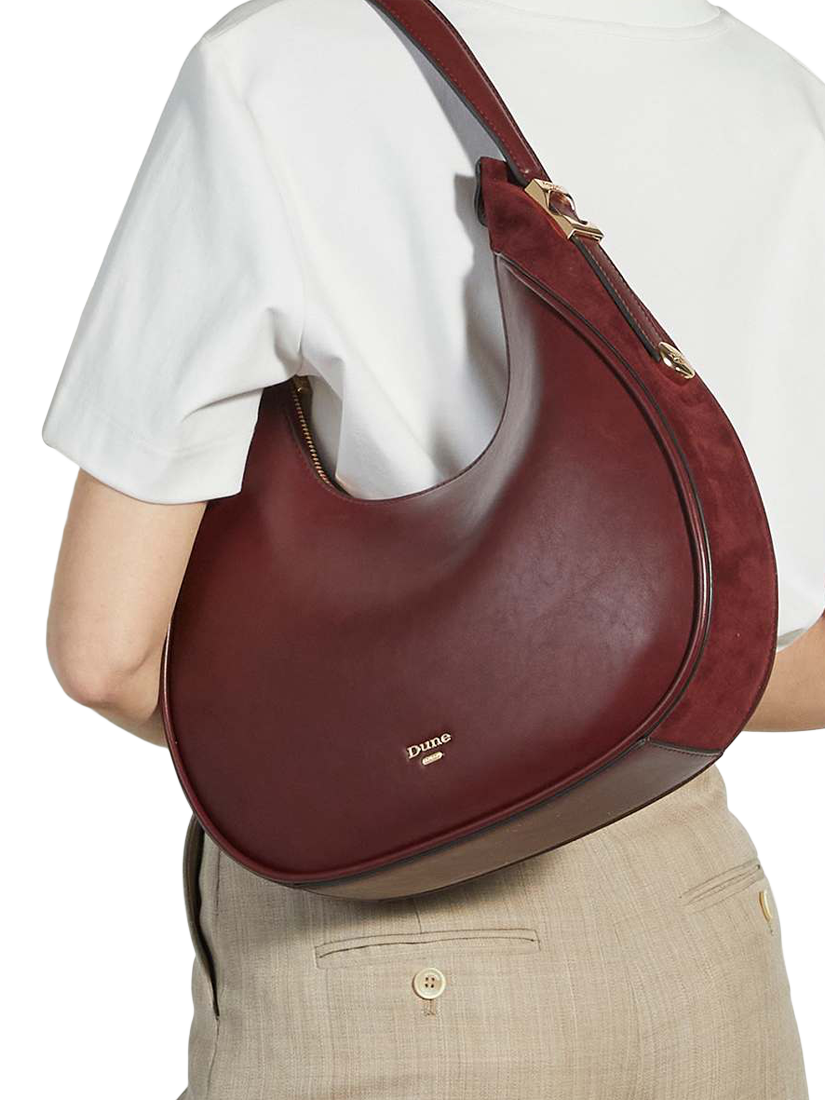 Product image 2 of 5, which shows Dune Dedicated Curved Gold Hardware Shoulder Bag, Burgundy