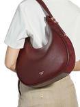 Dune Dedicated Curved Gold Hardware Shoulder Bag, Burgundy
