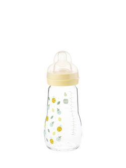 MAM Feel Good Glass Baby Bottle, 260ml, Multi