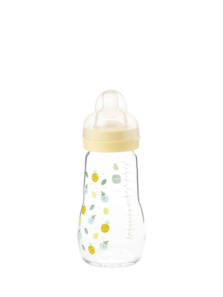 MAM Feel Good Glass Baby Bottle, 260ml, Multi