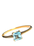 Pre-loved L & T Heirlooms 9ct Yellow Gold Solitaire Princess Cut Blue Topaz Ring