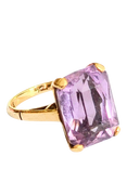 Pre-loved L & T Heirlooms 9ct Yellow Gold Large Solitaire Amethyst Ring, Circa 1968