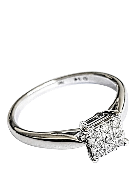 Pre-loved L & T Heirlooms 9ct Yellow Gold Square Cushion Diamond Ring, Yellow Gold