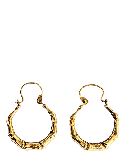Pre-loved L & T Heirlooms 9ct Yellow Gold Bamboo Hoop Earrings, Yellow Gold