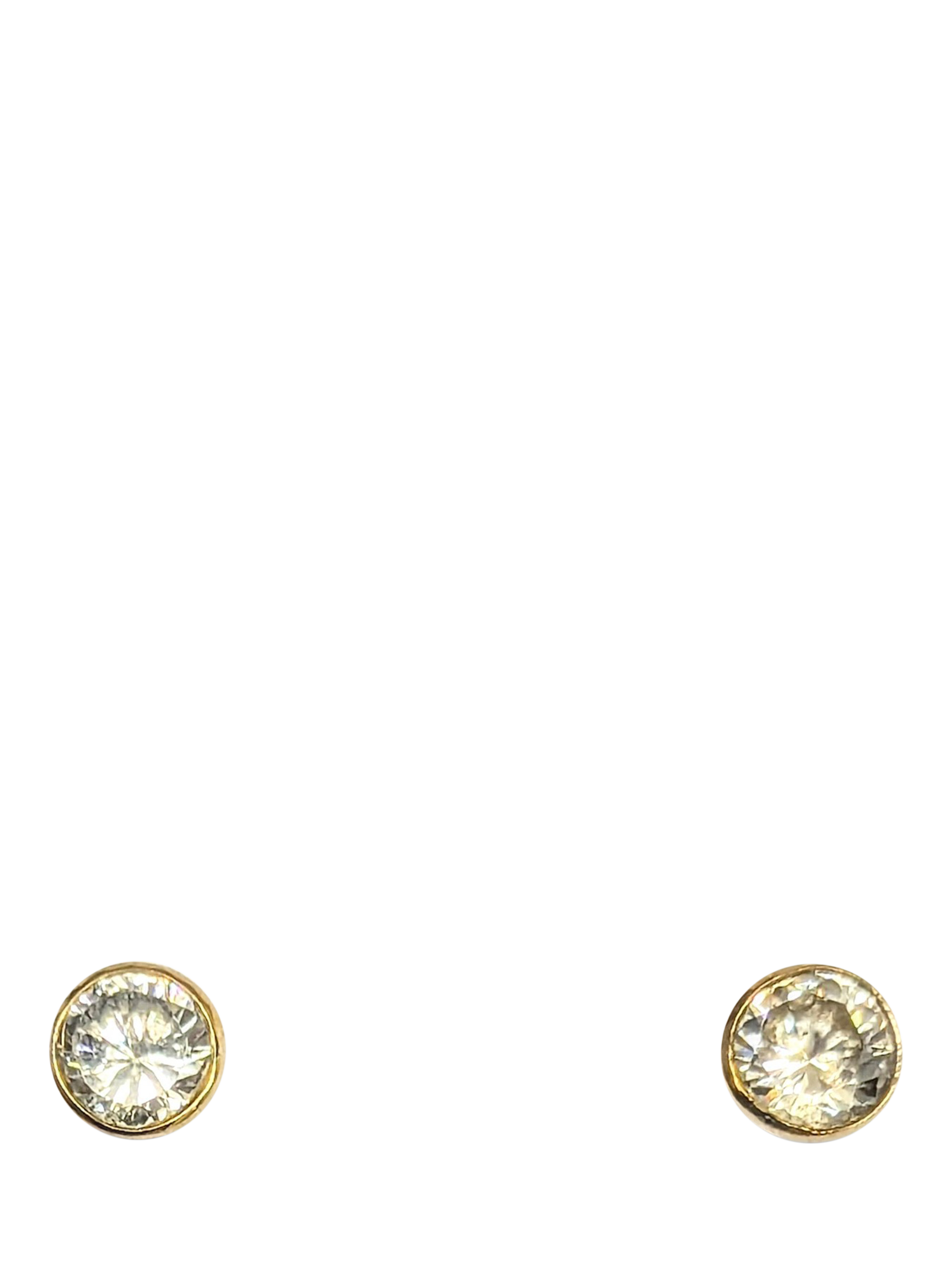 Product image 1 of 1, which shows Pre-loved L & T Heirlooms 9ct Yellow Gold Cubic Zirconia Stud Earrings