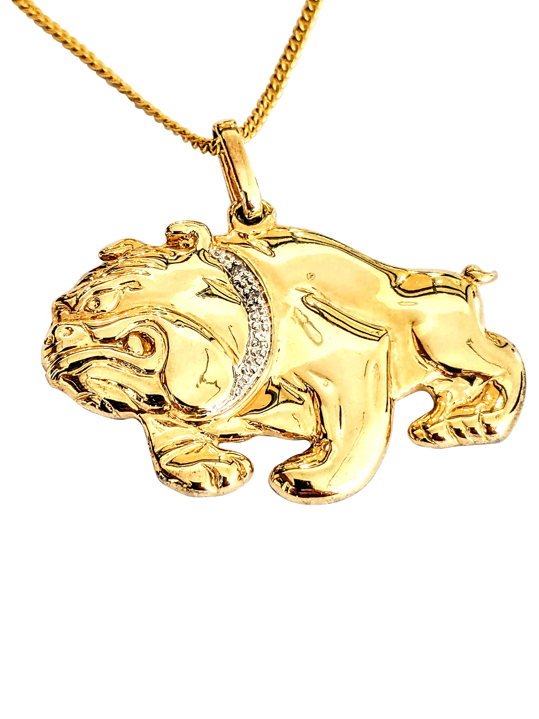 Product image 1 of 1, which shows Pre-loved L & T Heirlooms 9ct Yellow Gold British Bulldog Diamond Pendant
