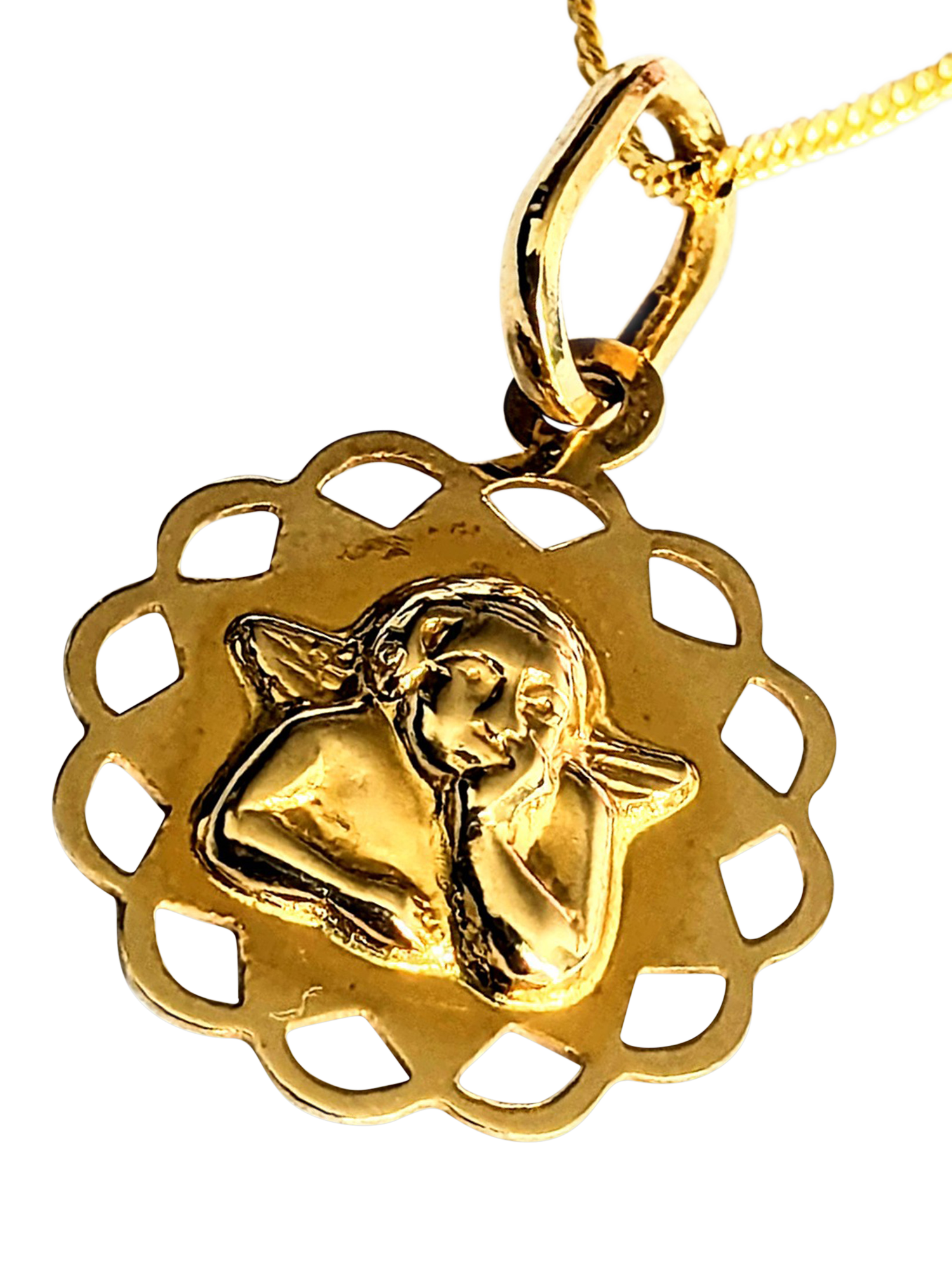 Product image 1 of 1, which shows Pre-loved L & T Heirlooms 18ct Yellow Gold Guardian Angel Pendant