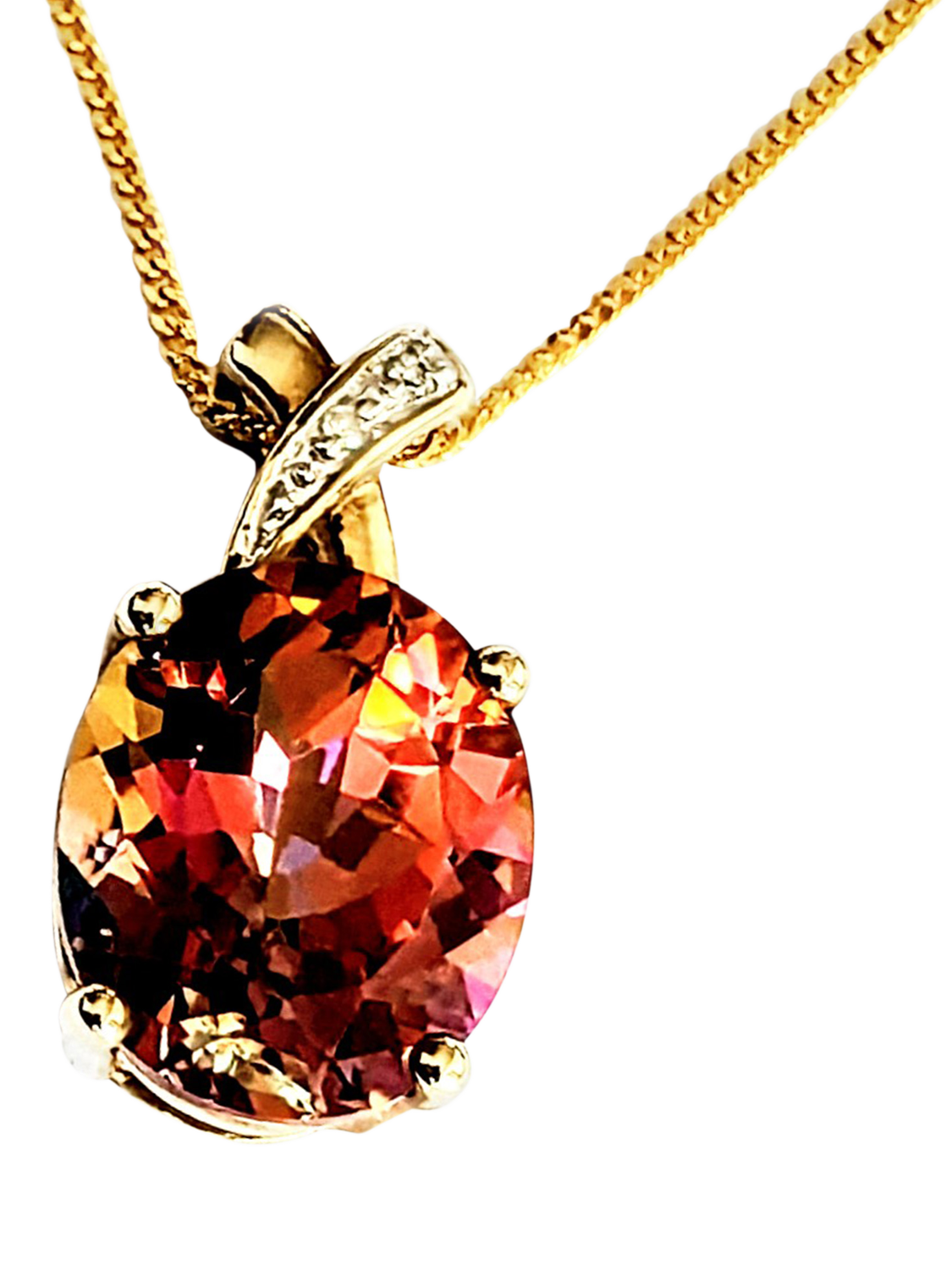 Product image 1 of 1, which shows Pre-loved L & T Heirlooms 9ct Yellow Gold Diamond and Topaz Pendant