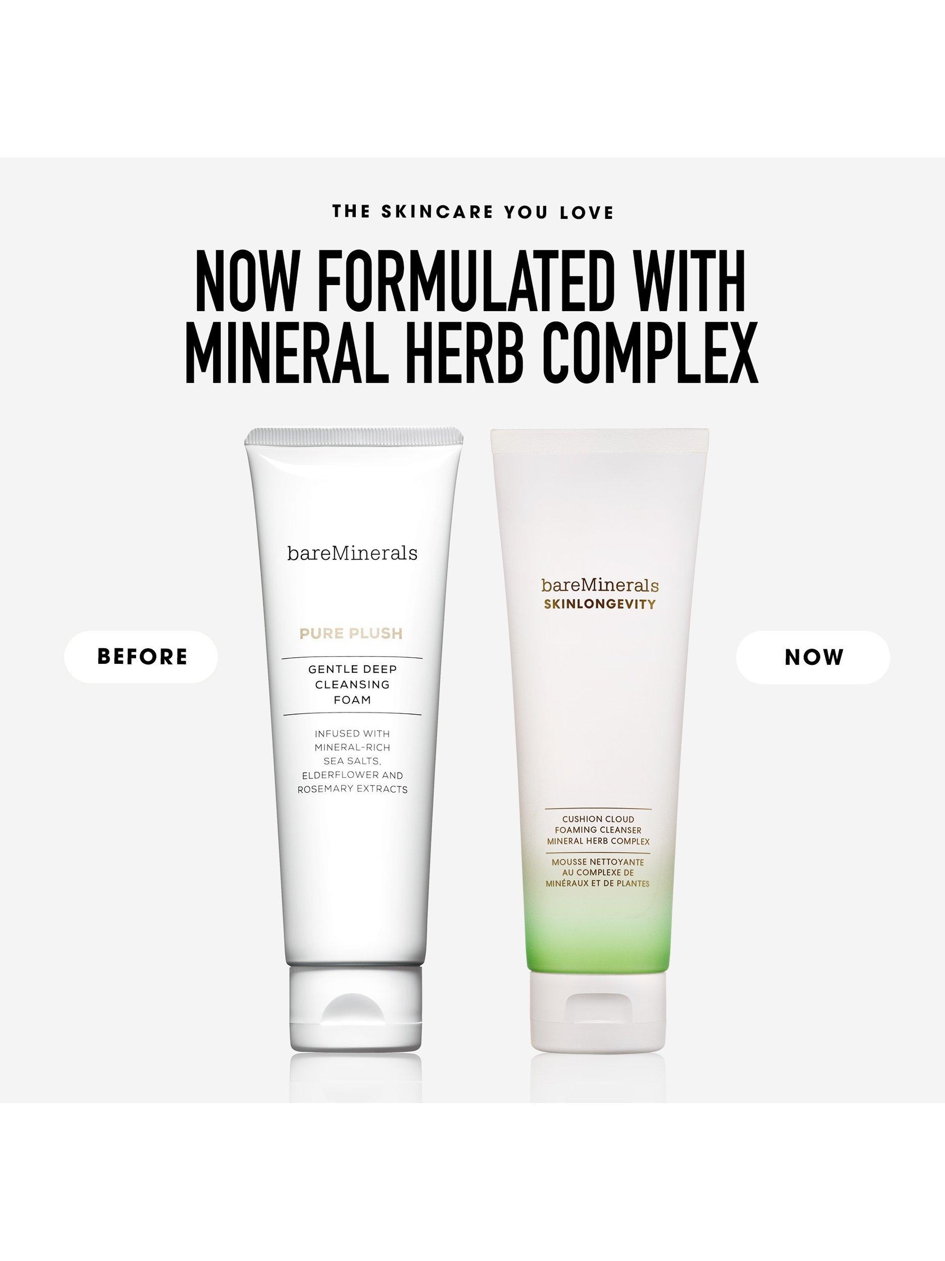 Product image 9 of 9, which shows bareMinerals SKINLONGEVITY Cushion Cloud Foaming Cleanser Mineral Herb Complex, 120ml
