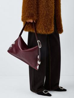 John Lewis x REJINA PYO Leather East West Belt Hobo Shoulder Bag - view 2, Burgundy