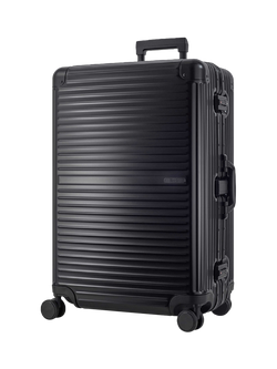 Rock Axel Aluminium 8-Wheel 76cm Large Suitcase, 103L, Black