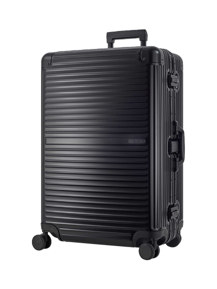 Rock Axel Aluminium 8-Wheel 76cm Large Suitcase, 103L, Black