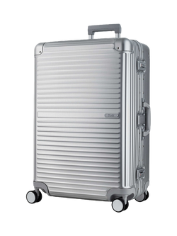 Rock Axel Aluminium 8-Wheel 76cm Large Suitcase, 103L, Silver