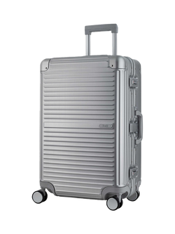 Rock Axel Aluminium 8-Wheel 70cm Medium Suitcase, 71L, Silver
