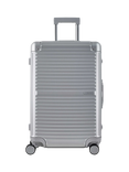 Rock Axel Aluminium 8-Wheel 70cm Medium Suitcase, 71L, Silver
