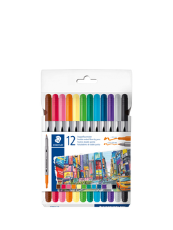 STAEDTLER Design Journey Double Ended Fibre Tip Pens, Pack of 12, Bright, Multi