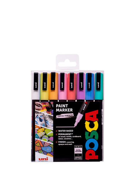 Posca Water Based Metallic Pens, Pack of 8, Pastels, Multi