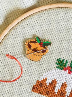 Caterpillar Cross Stitch Mince Pie Needle Minder - view 2, Multi