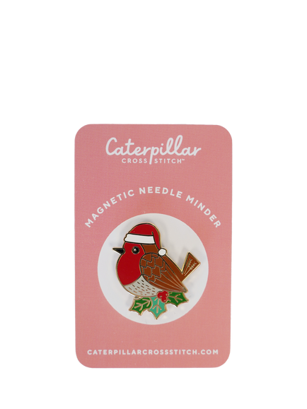 Caterpillar Cross Stitch Christmas Robin Needle Minder, Multi