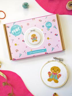 The Make Arcade Gingerbread Man Mini Cross Stitch Kit - view 2, Multi