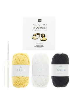 Rico Design Ricorumi Baby Booties Crochet Kit, Bees, Grey