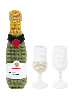 Rico Design Ricorumi The Winner Is Champagne Bottle and Glasses Crochet Kit - view 2, Green