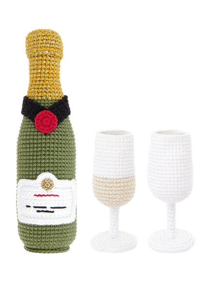 Rico Design Ricorumi The Winner Is Champagne Bottle and Glasses Crochet Kit - view 2, Green