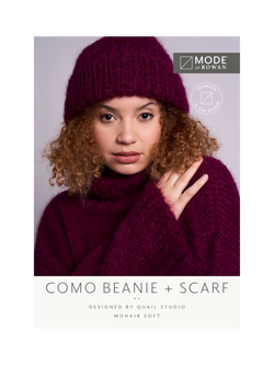 MODE at Rowan by Quail Studio Como Mohair Soft Beanie and Scarf Knitting Pattern, Multi Multi
