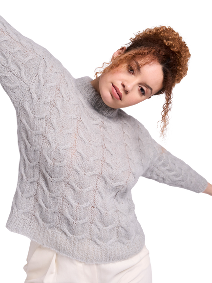 MODE at Rowan by Quail Studio Genoa Mohair Soft Jumper Knitting Pattern - view 2, Multi Multi