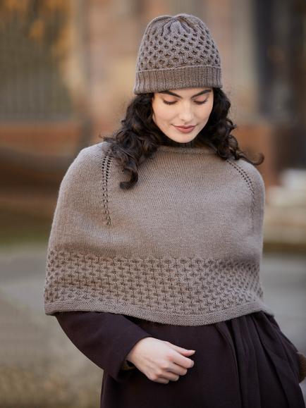 MODE at Rowan by Martin Storey Rosalie Alpaca Poncho and Hat Knitting Pattern - view 2, Multi Multi