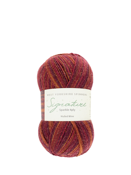 West Yorkshire Spinners Signature Sparkle 4 Ply Yarn, 100g, Mulled Wine, Red