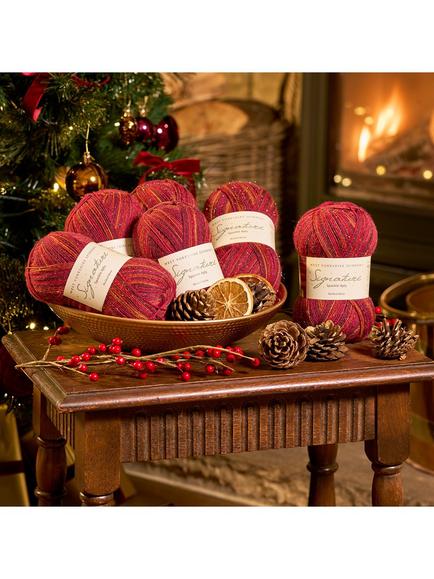 West Yorkshire Spinners Signature Sparkle 4 Ply Yarn, 100g, Mulled Wine - view 2, Red