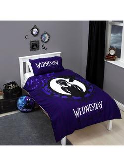 Wednesday Reversible Duvet Cover and Pillowcase Set, Single, Multi - view 2, Multi