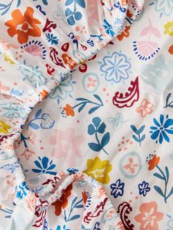 Kabode Floral Organic Cotton Fitted Sheet, Cotbed, Multi, Floral