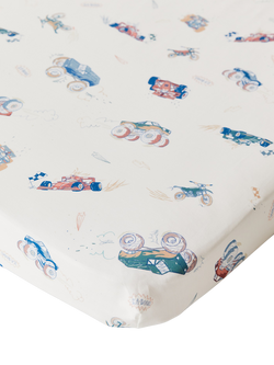 Kabode Vehicles Organic Cotton Fitted Sheet, Cotbed, Multi - view 2, Vehicles