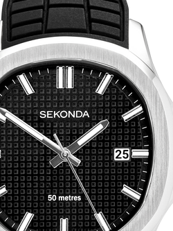 Sekonda 30274.28 Men's Octaire Silicone Strap Watch, Silver - view 2, Silver