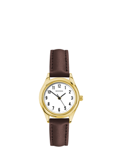 Sekonda 40714.28 Women's Evans Leather Strap Watch, Brown, Gold