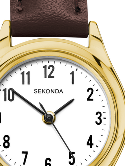 Sekonda 40714.28 Women's Evans Leather Strap Watch, Brown - view 2, Gold