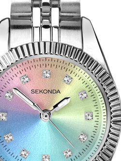 Sekonda 40717.28 Women's Francis Crystal Bracelet Strap Watch, Silver - view 2, Silver