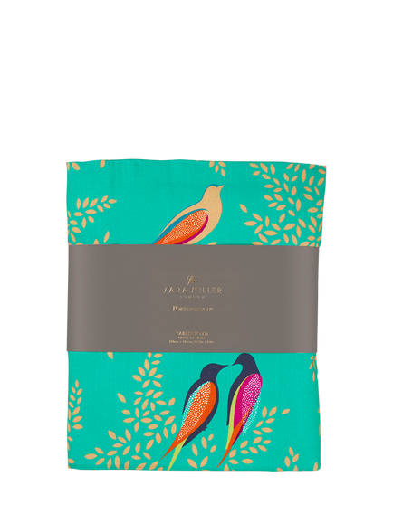 Sara Miller Chelsea Birds Cotton Tablecloth, 250 x 160cm, Green, Green