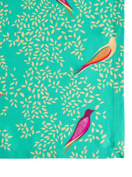 Sara Miller Chelsea Birds Cotton Tablecloth, 250 x 160cm, Green - view 2, Green