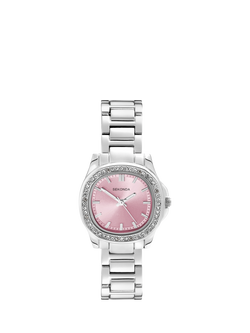 Sekonda 40724.28 Women's Octaire Crystal Bracelet Strap Watch, Silver, Silver