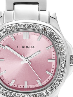 Sekonda 40724.28 Women's Octaire Crystal Bracelet Strap Watch, Silver - view 2, Silver