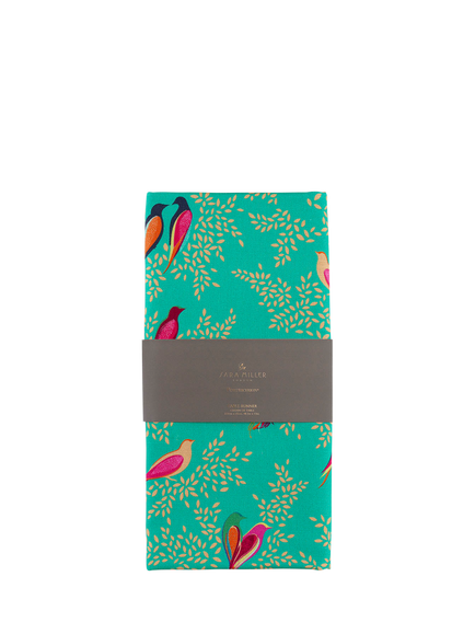 Sara Miller Chelsea Birds Cotton Table Runner, 250cm, Green, Green