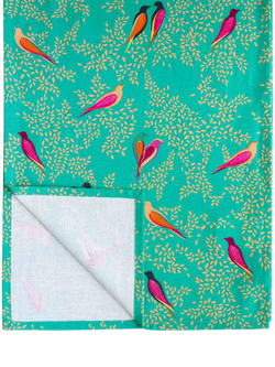 Sara Miller Chelsea Birds Cotton Table Runner, 250cm, Green - view 2, Green