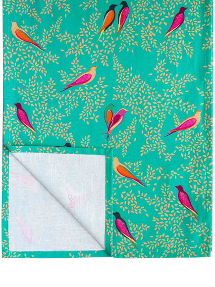 Sara Miller Chelsea Birds Cotton Table Runner, 250cm, Green - view 2, Green