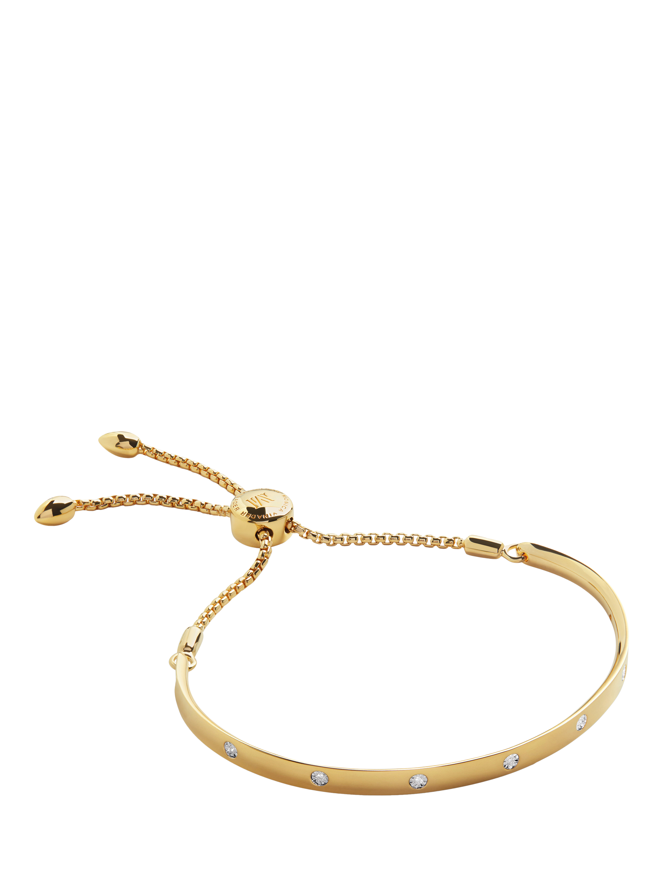 Product image 1 of 4, which shows Monica Vinader Fiji Lab Grown Diamond Friendship Bracelet, Gold