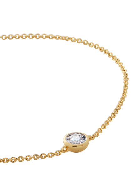 Monica Vinader Round Cut Solitaire Bracelet, Gold - view 2, Gold