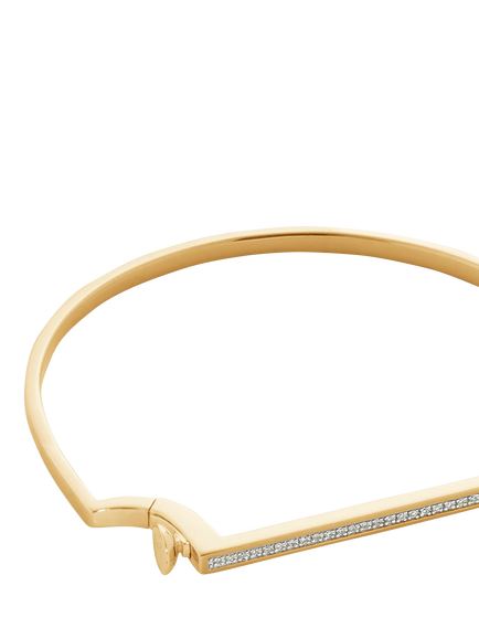Monica Vinader Signature Skinny Lab Grown Diamond Bangle, Medium, Gold - view 2, Gold